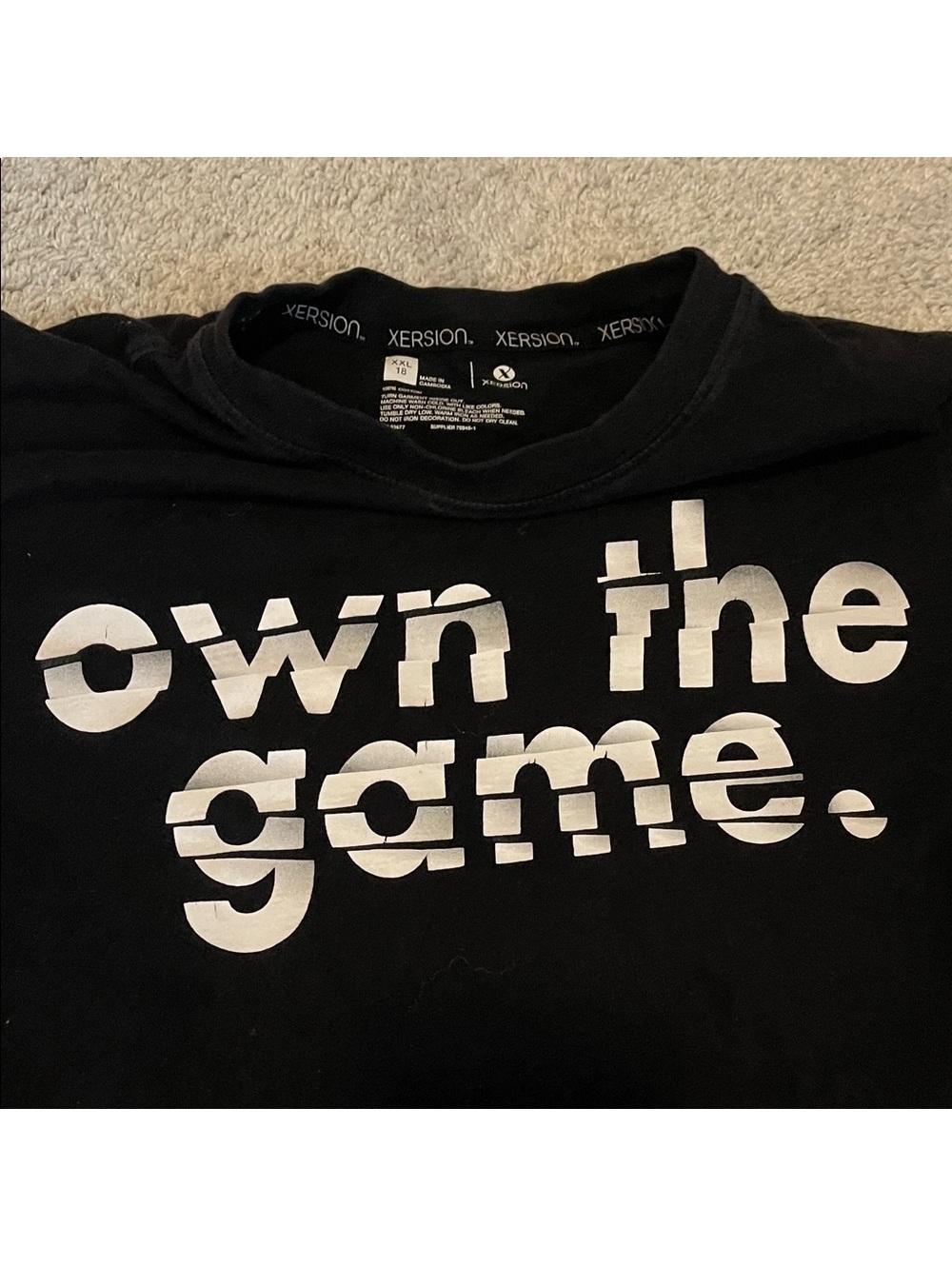Xersion Black T-Shirt with White Text